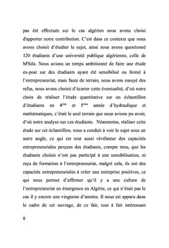 Les capacités entrepreneuriales perçues des étudiants en Algérie