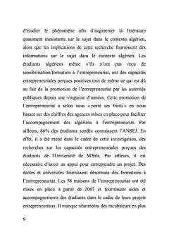 Les capacités entrepreneuriales perçues des étudiants en Algérie