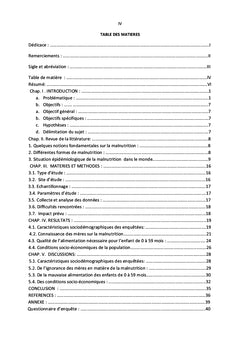Déterminants de la malnutrition aigue chez les enfants de 0 à 59 mois