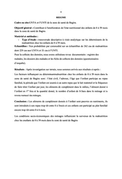 Déterminants de la malnutrition aigue chez les enfants de 0 à 59 mois