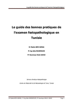 Le guide des bonnes pratiques de l'examen foetopathologique
