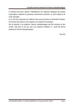 Le guide des bonnes pratiques de l'examen foetopathologique