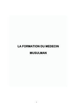 La formation du médecin musulman