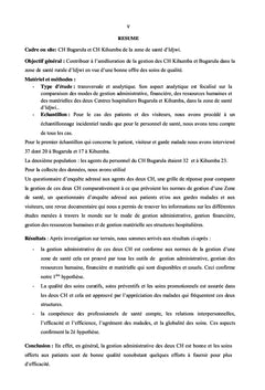 Etude comparative de la gestion administrative du Centre Hospitalier
