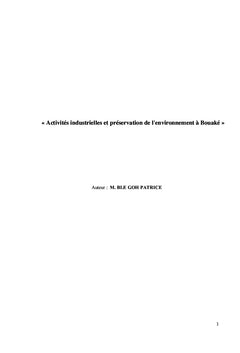 Activités industrielles et préservation de l'environnement à Bouaké