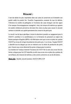 Mise en place du système HACCP