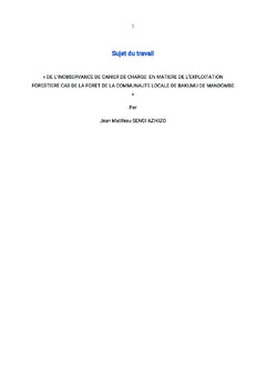 Inobservance de cahier de charge en matière d'exploitation forestière