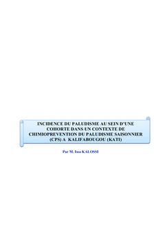 Incidence du paludisme et facteurs de risques