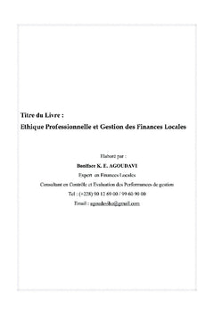 Ethique Professionnelle et Gestion des Finances locales
