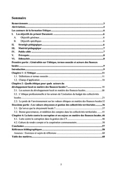 Ethique Professionnelle et Gestion des Finances locales