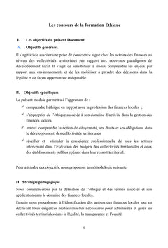 Ethique Professionnelle et Gestion des Finances locales