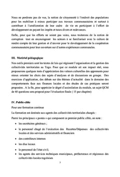 Ethique Professionnelle et Gestion des Finances locales