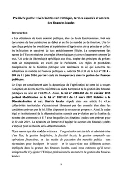 Ethique Professionnelle et Gestion des Finances locales