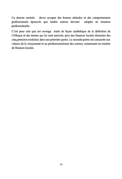 Ethique Professionnelle et Gestion des Finances locales