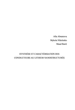 Synthèse et caractérisation des conducteurs au lithium nanostructurés