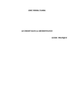 Le Crédit dans la microfinance