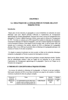 La didactique de la géographie en Tunisie Bilan et perspectives