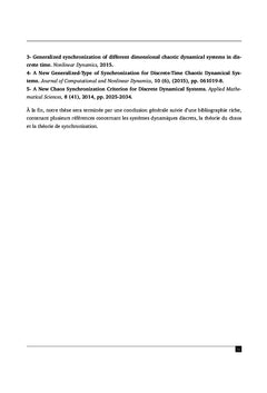 Synchronisation des systèmes chaotiques discrets: