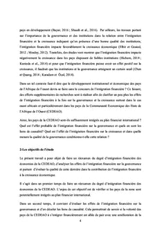 Intégration financière, gouvernance et croissance dans la CEDEAO