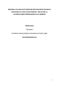 Réponse aux sollicitations de dévoilement de soi et intention d'achat:
