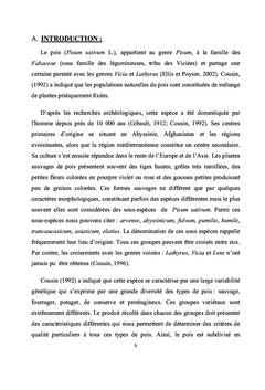 Variabilité agro morphologique et moléculaire chez le pois
