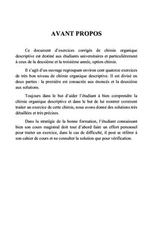 Exercices de Chimie Organique Descriptive avec Solutions