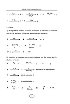 Exercices de Chimie Organique Descriptive avec Solutions