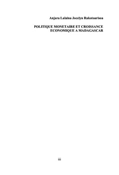 Politique monétaire et croissance économique à Madagascar