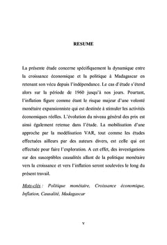 Politique monétaire et croissance économique à Madagascar