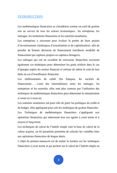 Les techniques de mathématiques financières à court terme