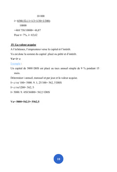 Les techniques de mathématiques financières à court terme