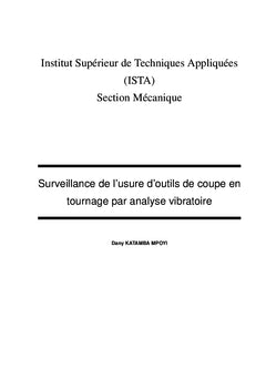 Analyse vibratoire de dégradations mécaniques