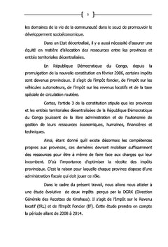 Les impôts décentralisés en RDC: Etude évolutive (IF et IRL)