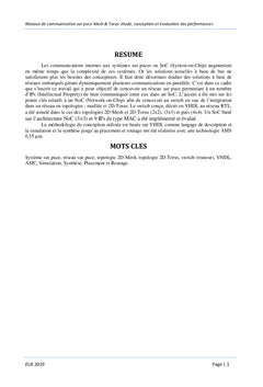 Réseaux de communication sur puce Mesh & Torus