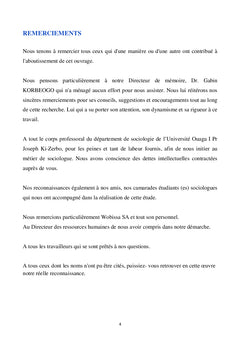WOBISSA S.A. Esquisse d'une sociologie du travail