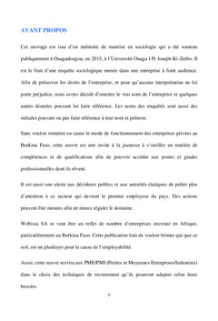 WOBISSA S.A. Esquisse d'une sociologie du travail