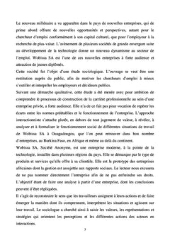 WOBISSA S.A. Esquisse d'une sociologie du travail
