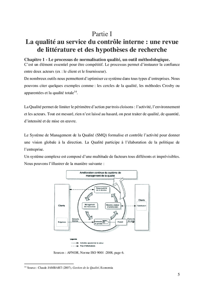 Le contrôle interne par le management de la Qualité