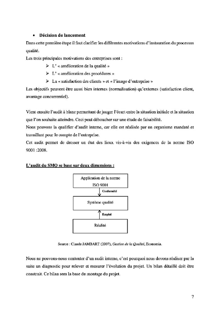 Le contrôle interne par le management de la Qualité