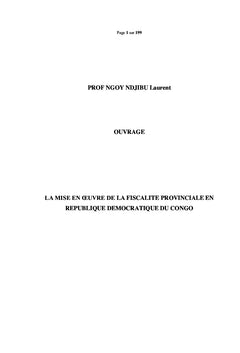 Mise en oeuvre de la fiscalité provinciale en RD Congo