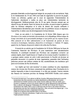 Mise en oeuvre de la fiscalité provinciale en RD Congo
