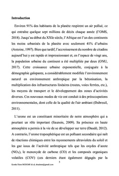 Variabilité temporelle d'ozone induite par le trafic routier à Dakar