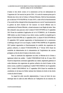 La gestion collective du droit d'auteur et droits voisins au Cameroun