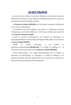 Screening biologique et pharmacologique des fleurs de Calendula Arvensis