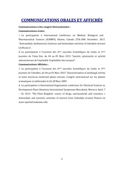Screening biologique et pharmacologique des fleurs de Calendula Arvensis