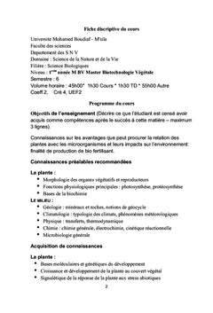 Relation Plante-Environnement