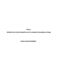 Incidence des recettes douanières sur la croissance économique au Congo