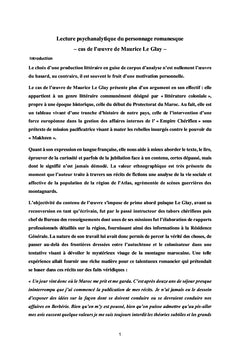 Lecture psychanalytique du personnage romanesque chez Maurice Le Glay