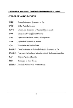 Stratégies de management communautaire des ressources en eau