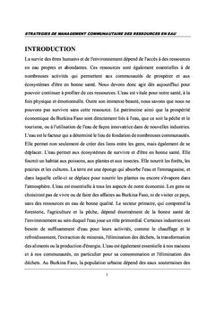 Stratégies de management communautaire des ressources en eau